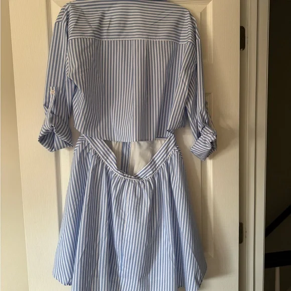 Opt Blue and White Striped Dress - Picture 3 of 4